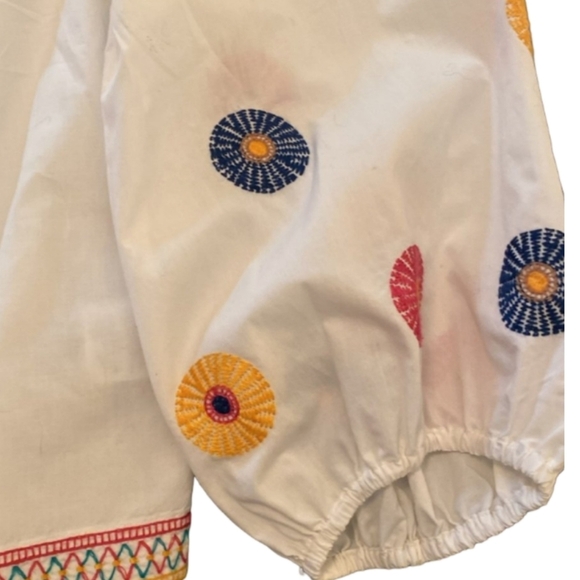 Madewell Embroidered Off Shoulder Peasant Top Boho Festival White Size Small - Picture 9 of 10